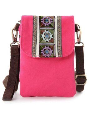 Women's Fuchsia 04 Vintage Embroidered Cute Mini Cross Body Bag Small Handbags